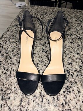 Nine West Black Open-Toe Ankle-Strap Heels